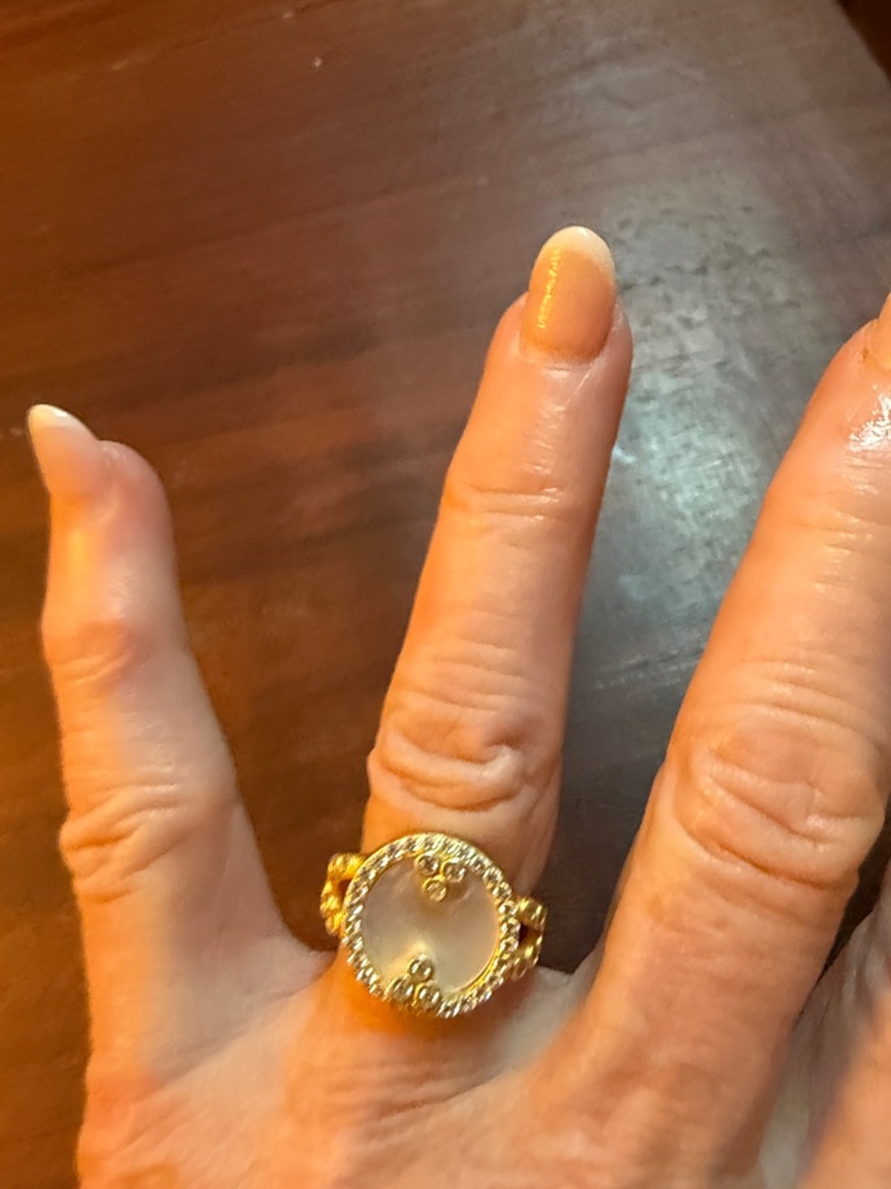 Gold-Tone Round Crystal Halo Ring - Women's Fashion